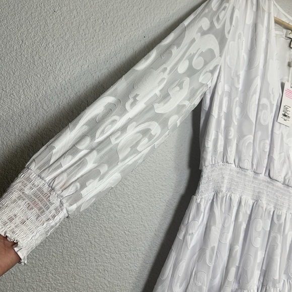 Lilly Pulitzer Cristiana Long Sleeve Dress Size 12 Resort White Crepe Swirl NWT - Picture 3 of 15